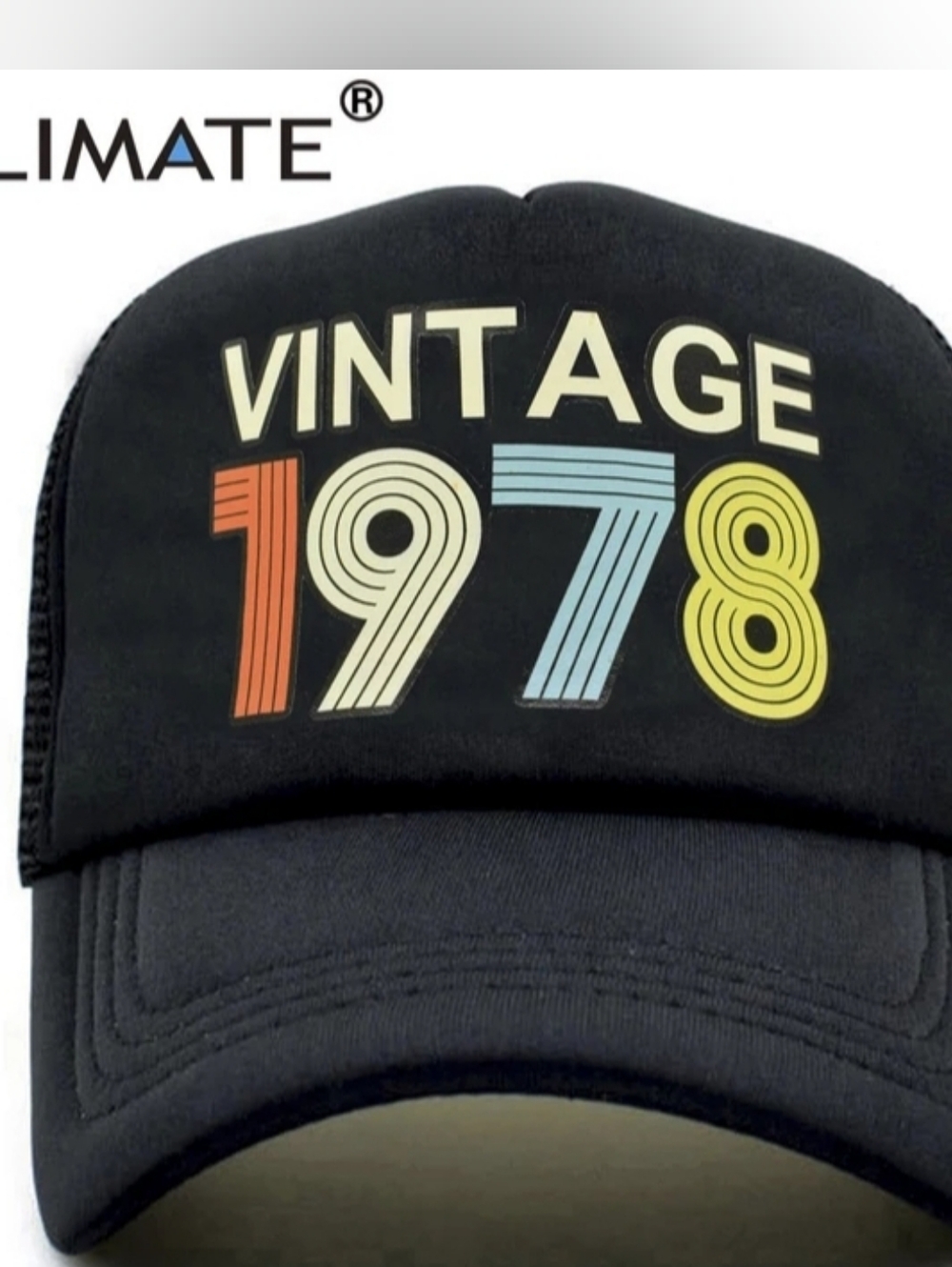 Vintage 1978 Black Trucker Hat with Retro Multicolor Graphic